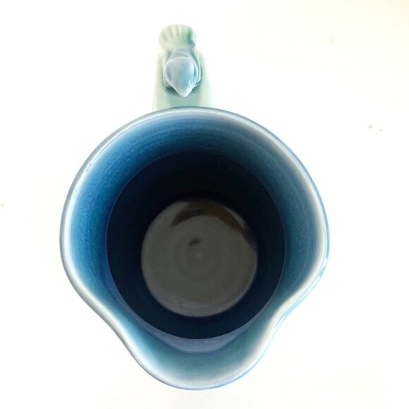 Studio Art Pottery Pitcher Hand Painted Tree with Bird on Handle Celadon Color - Picture 5 of 10